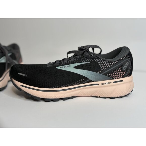 Brooks Ghost 14 Womens 7 B Black Pink Cushion Neutral Running Shoes 1203561B026 - Picture 5 of 16